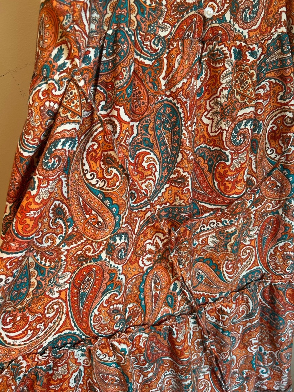 Band of the Free Boho Orange Paisley Tiered Maxi Dress Large - Picture 6 of 7